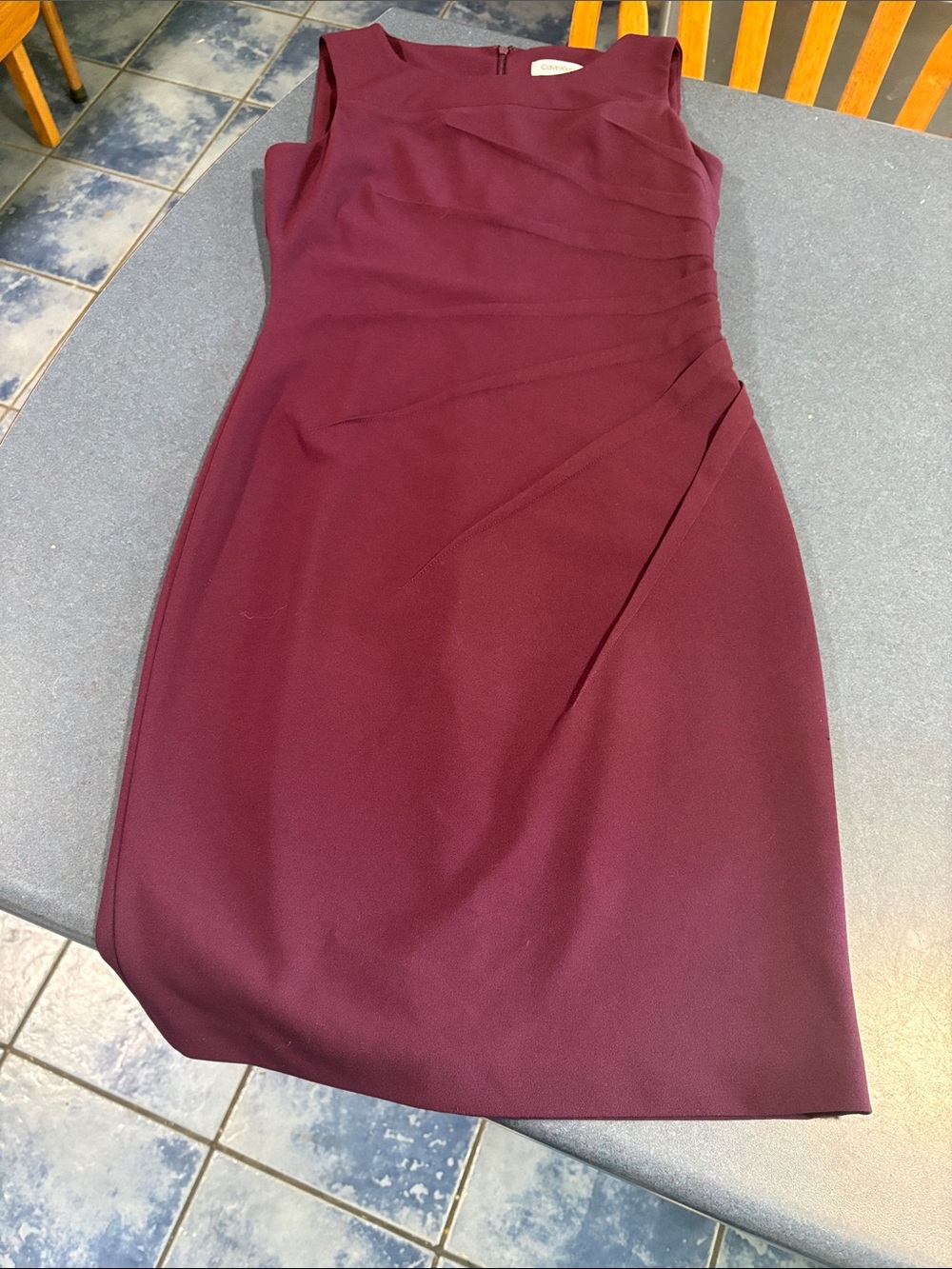 Calvin Klein Sleeveless Midi Dress in Burgundy